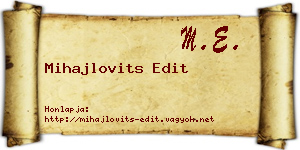 Mihajlovits Edit névjegykártya